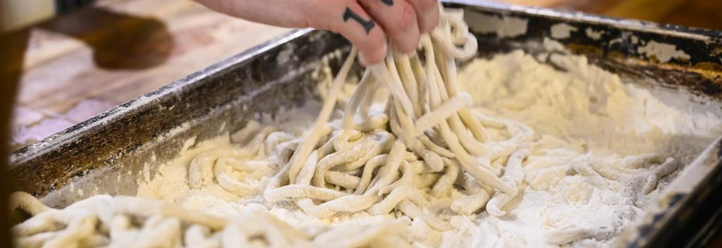 Fresh pasta being made at Pici