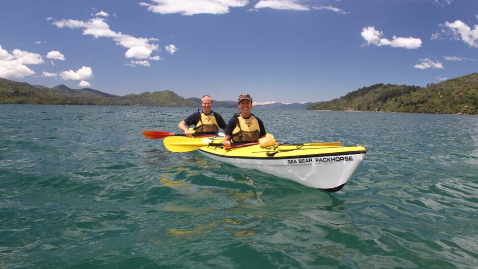 Kayakers on Queen Charlotte Sound