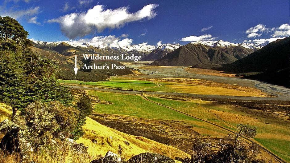 The Wilderness Lodge Property sits at the head of the Waimakariri Valley, surrounded by Arthur's Pass National Park