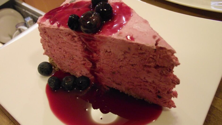 Dinner/Dessert choice - Berry Ice gateau at Kamahi Cottage