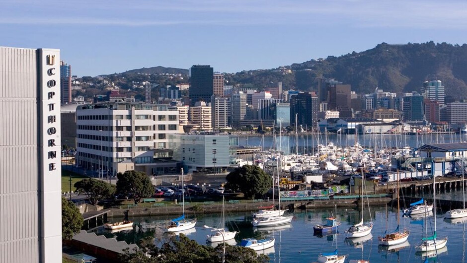 Views over the harbour and Wellington City