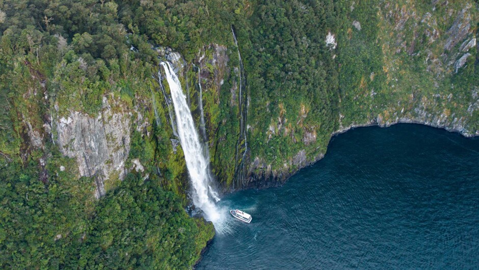 Milford Sound Discover More Cruise under Stirling Falls