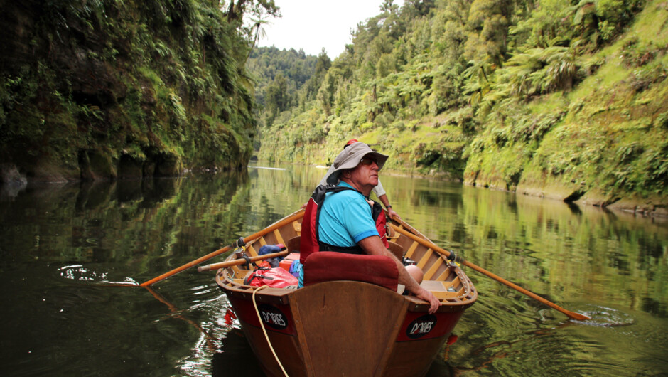 The tranquility of traveling on a dory on the Whanganui River