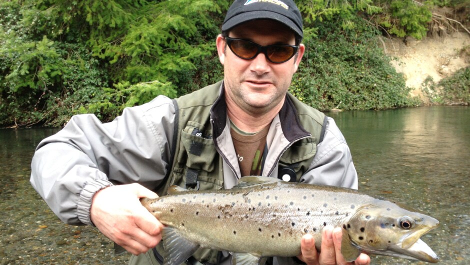 Our Guide Paul with a Brown Trout