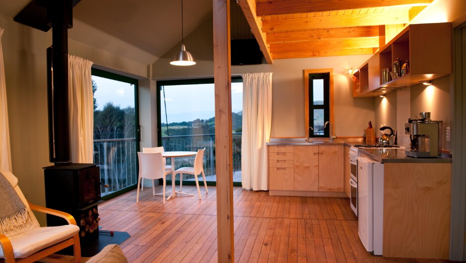 Kitchen at Hereweka Garden Retreat Accommodation, Otago Peninsula, Dunedin