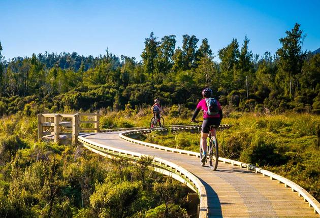 Discover the natural beauty of New Zealand's South Island on the West Coast Wilderness Trail, a 4-day cycling journey through ancient rainforests, glacial rivers, and stunning coastline.