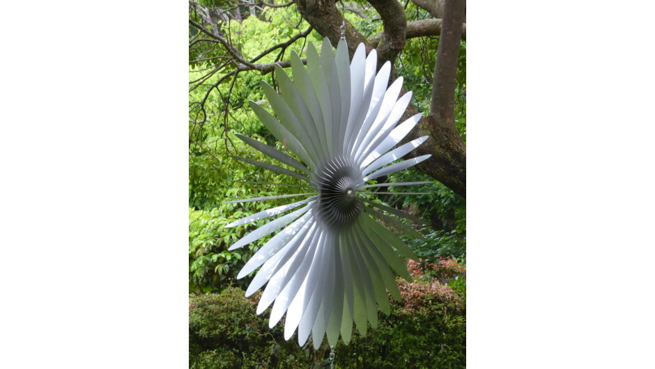 Kaipara Coast Sculpture Gardens Exhibition 2019. Rebecca Rose sculpture Inflight Entertainment.