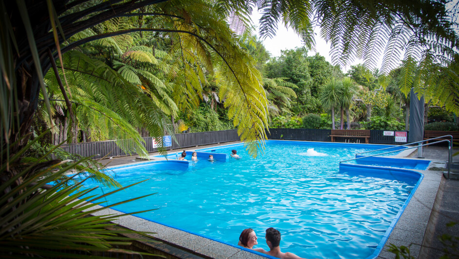 Tranquil main pool, non-chlorinated fresh natural mineral water