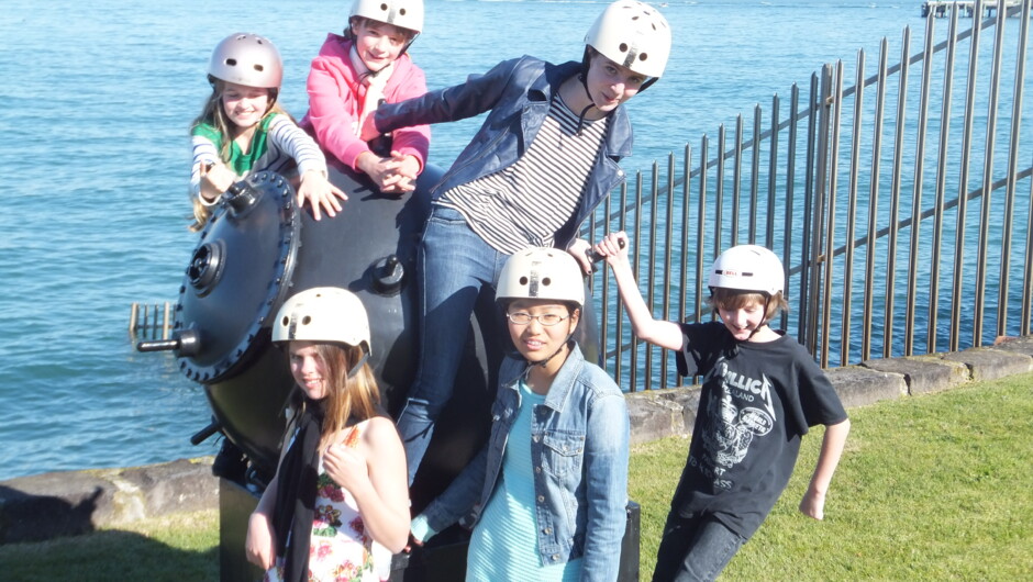 A group of young ones enjoying one of the Gun emplacements on Devonport's Waterfront