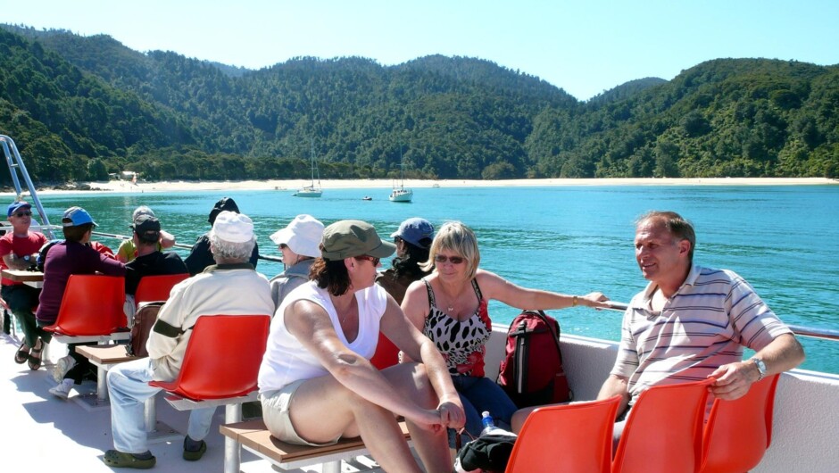 Relax with open or enclosed viewing decks on Wilsons Abel Tasman Vista Cruise
