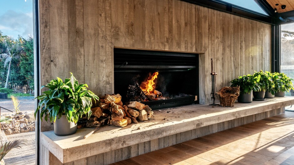 Waiheke Island's largest open fire so you can visit whatever the season.