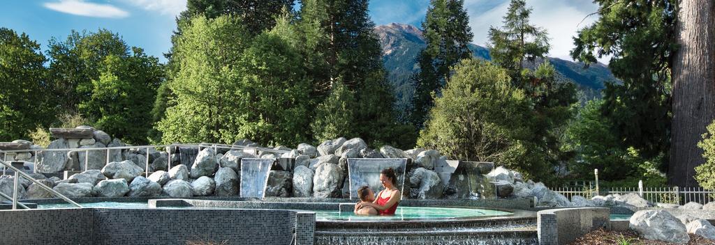 Five new cascade pools sit among river boulder terraces and native gardens. Linked by waterfall and with water cascading over the rocks, they are a peaceful place to relax and soak while enjoying the water sounds surrounding you.