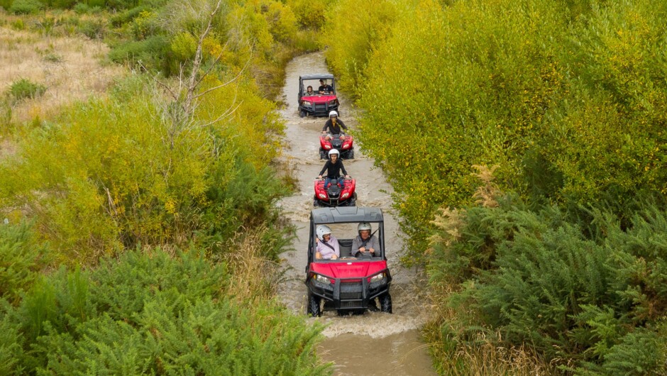 Single-seat quad bikes and two-seat buggies available