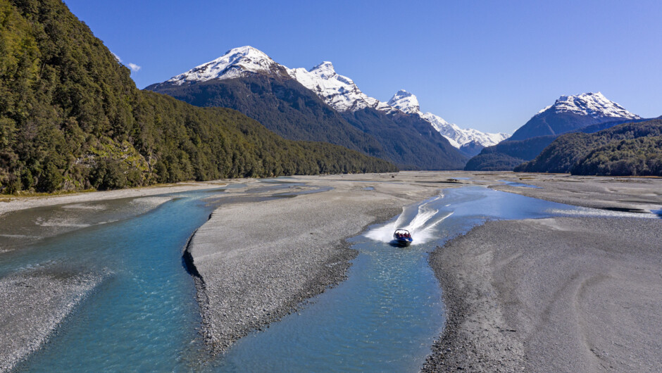 Blanket Bay jet boating Dart River