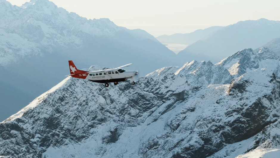 Glenorchy Air's brand new Cessna 208B Grand Caravan Ex's with guaranteed window seats flying passengers on a once in a life time trip to Milford Sound.