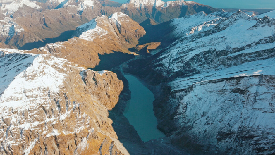 One of many Alpine lakes seen only on from the air with Glenorchy Air.