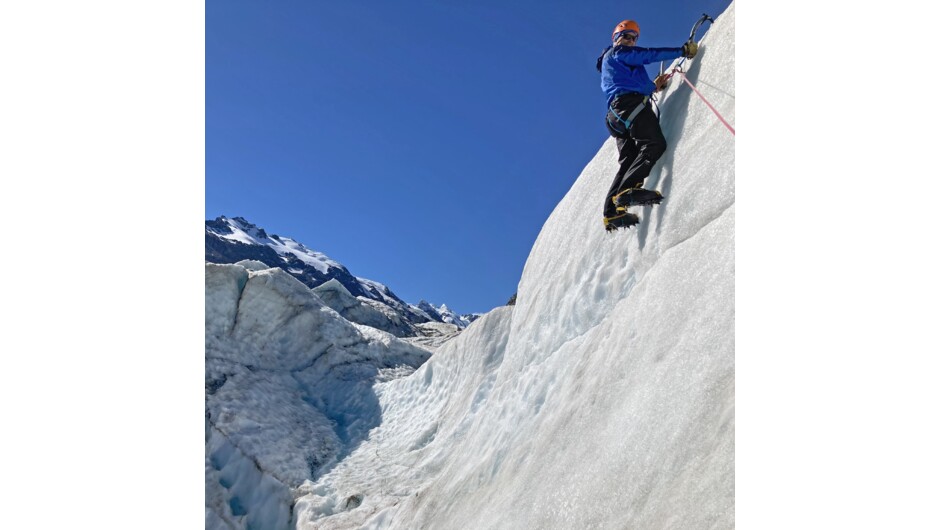 Ice climbing surrounded by spectacular scenery