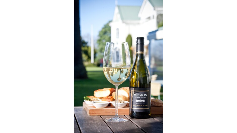 Mission Estate wine and food on offer in the stunning outdoor setting