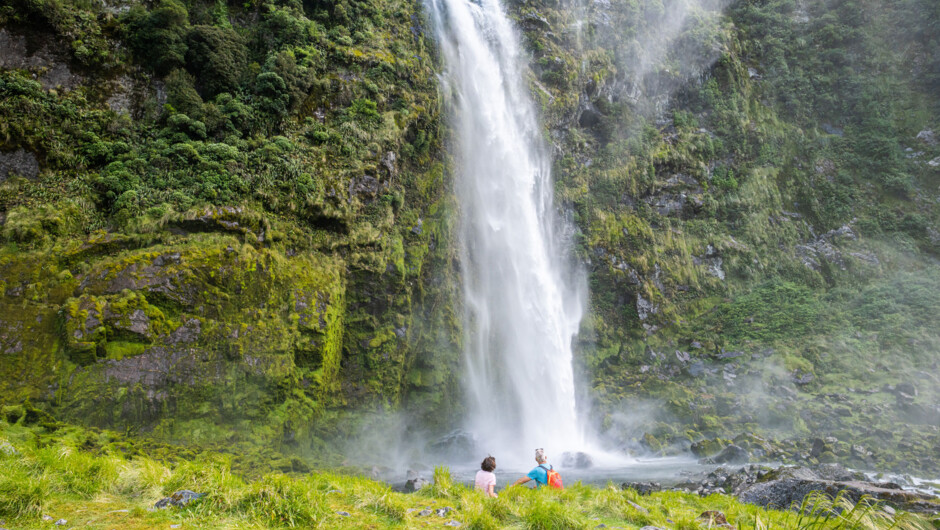 Last drop of Sutherland Falls - an epic landmark on the Milford Track.