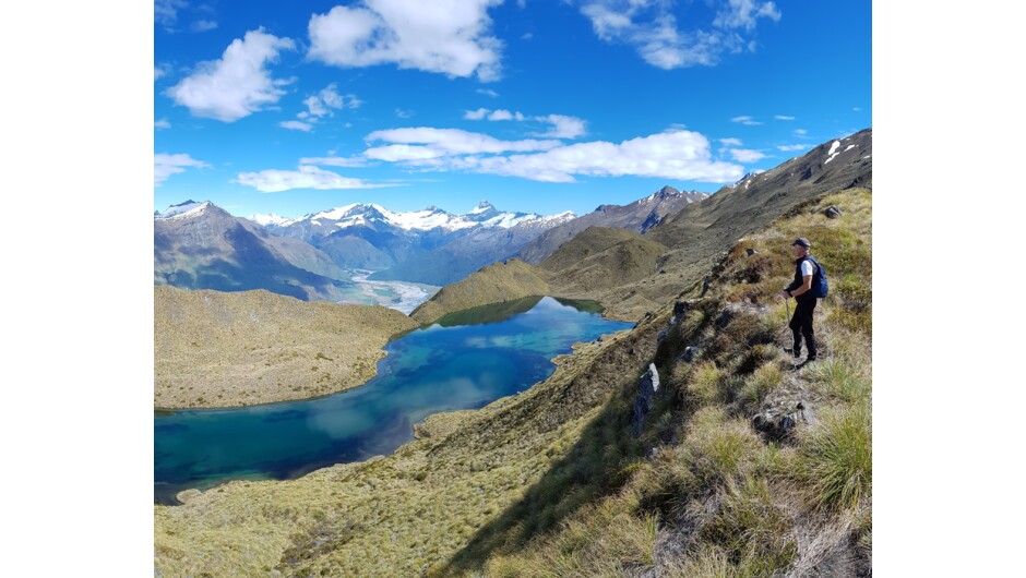 Hike up to view the spectacular lakes with Mt Aspiring in the distance
