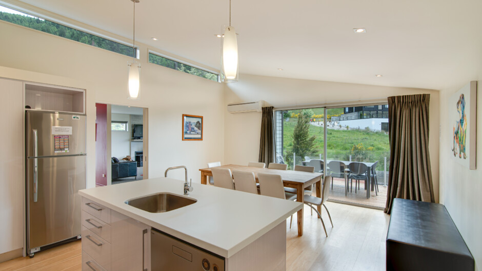 Two kitchen and dining areas to help you enjoy delicious meals with a view.
