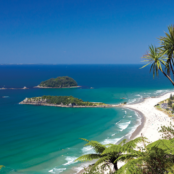 徒步走到芒格努伊山（Mount Maunganui）顶，丰盛湾（Bay of Plenty）广阔的海滨美景尽在眼前。