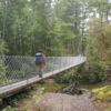 Crossing the bridge at Forest Burn on the Kepler Track.