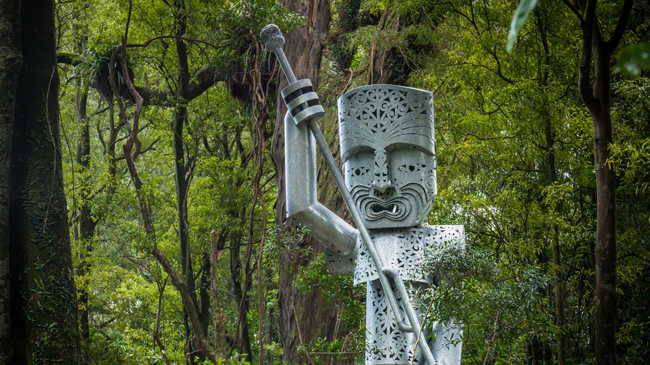 The Whatonga sculpture on the Manawatu Gorge track.