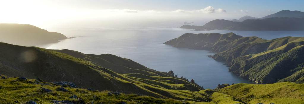 Aufnahme von der French Pass Zugangsstraße mit Blick nach D'Urville Island.