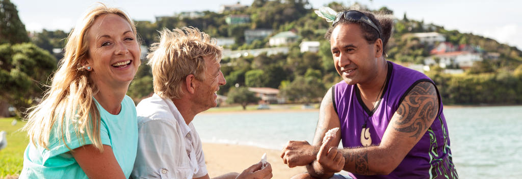 Sharing seafood in Paihia