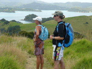 Walking the Urupukapuka Island Archaeological Walk.