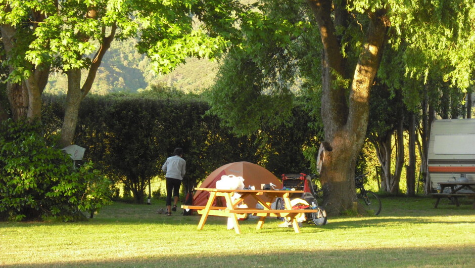 Cyclists camping