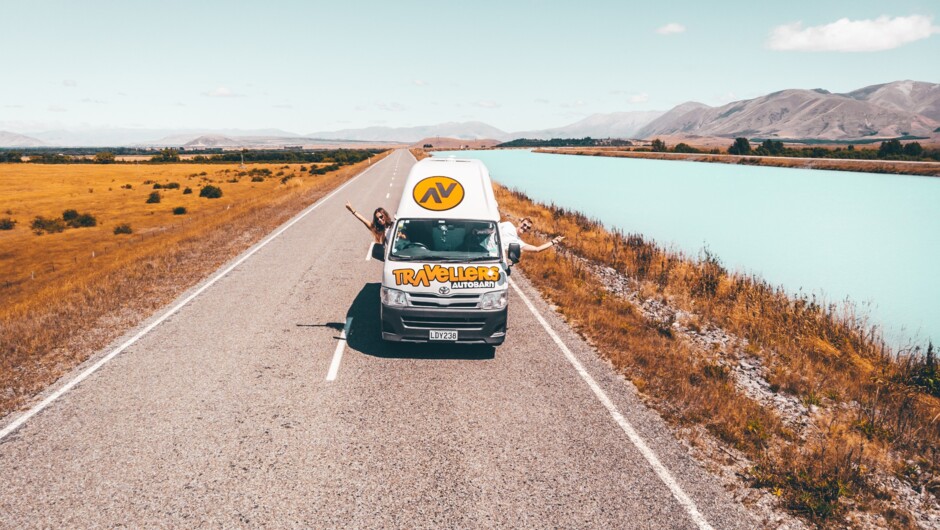 Travellers Autorbarn on the open road in New Zealand.