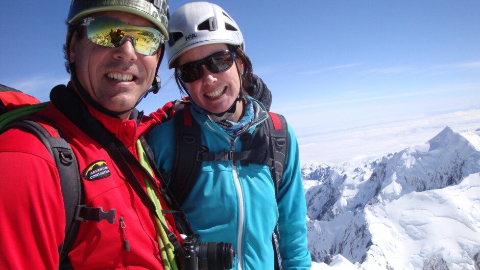 Guy Cotter and Suze Kelly, Summit of Aoraki / Mt Cook, 9 Dec 2011