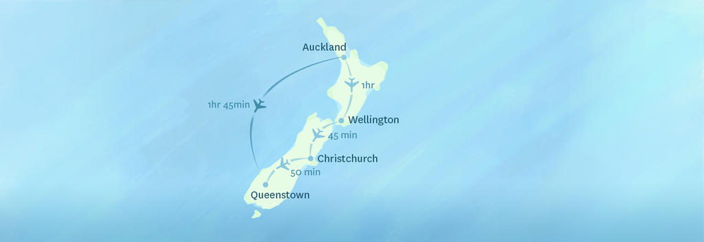 Domestic flights within New Zealand are all under 2 hours, making them a quick way to see the various parts of the country.