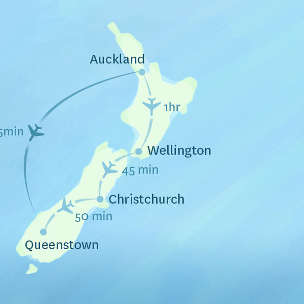 ニュージーランドの国内線はどこの都市も2時間以内で結んでいます。短い時間で旅をするには便利な方法です。