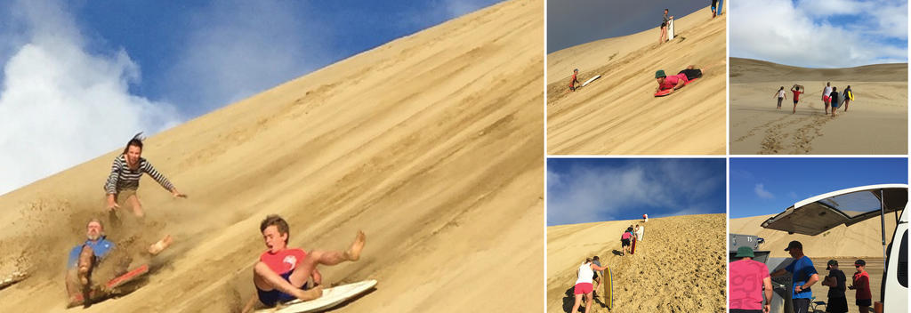 Sandboarding the Te Paki sand dunes - fun for everyone