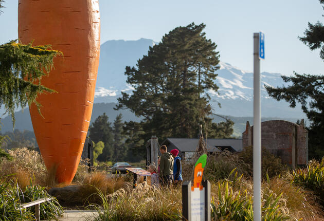 オハクネの町は夏も冬もトンガリロ国立公園でアドベンチャーを楽しむ人々の拠点になっています。ニュージーランドの「ニンジン生産の中心地」としても知られています。