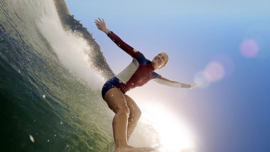 Whangamata local, Pro Surfer Ella Williams, surfing the famous Whanga' left