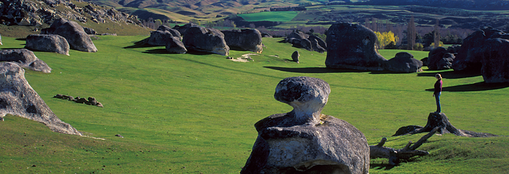 The Elephant Rocks in Waitaki are popular with rock climbers and explorers