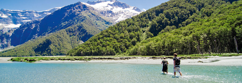 Hiking by the Matukituki River, in Mt Aspiring National Park near Wanaka