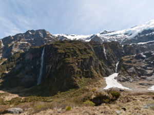 Glaciers, waterfalls and sheer rock cliffs surround the track.