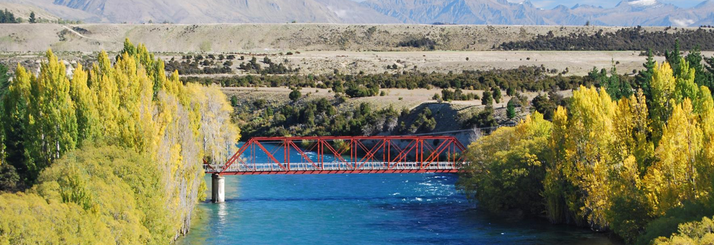 The Red Bridge was built in 1914 and crosses the Clutha River at Luggate.