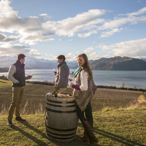 Probá un pinot noir artesanal, mientras absorbés el paisaje alpino en Wanaka.