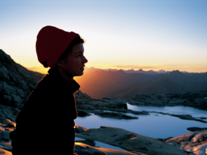 ハースト山脈のブルースター山から眺める夕日