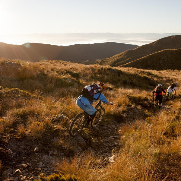 Riding the Croesus Track at sunset