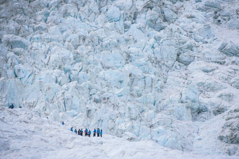 Group of people at Franz Josef glacier, West Coast, New Zealand