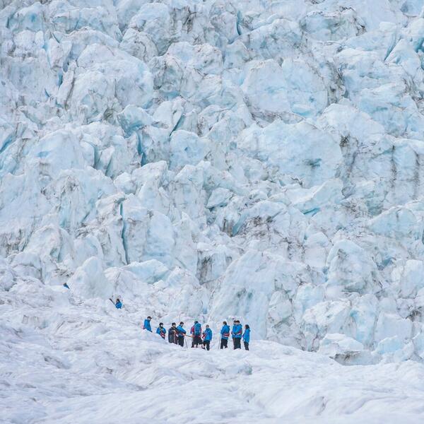 Group of people at Franz Josef glacier, West Coast, New Zealand