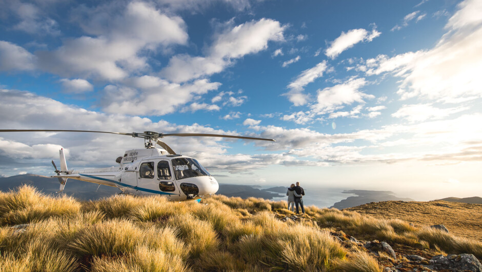 Fiordland Heli Traverse Scenic landing overlooking the west coast