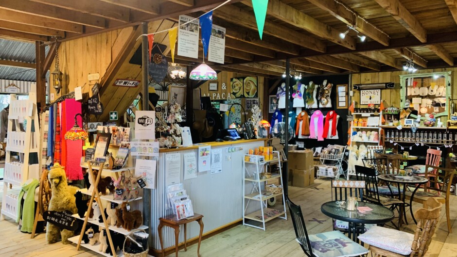 Alpaca Farm shop with a variety of quality NZ-made alpaca products and souvenirs.